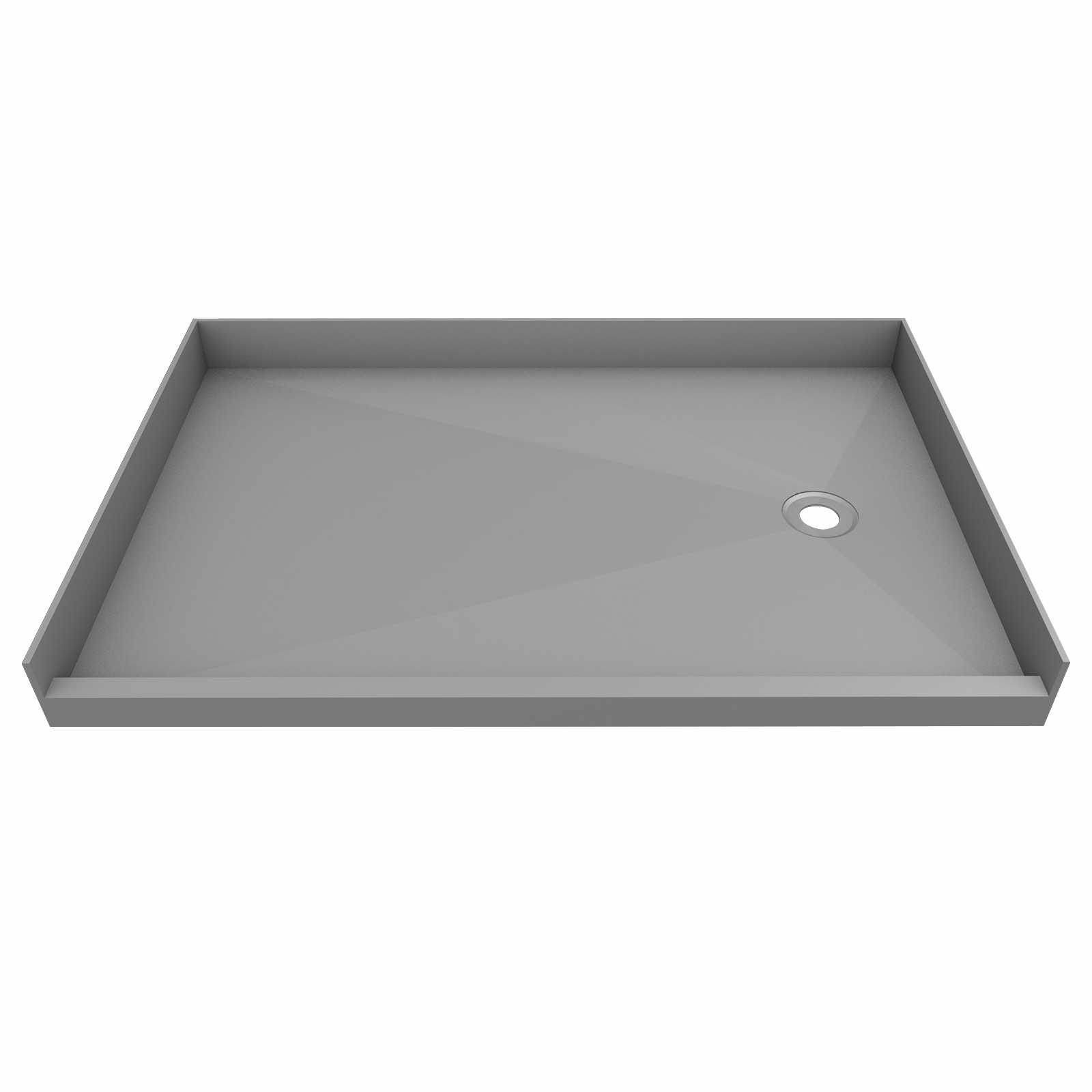72 in X 48 in Single Curb Shower Pan with Right Drain