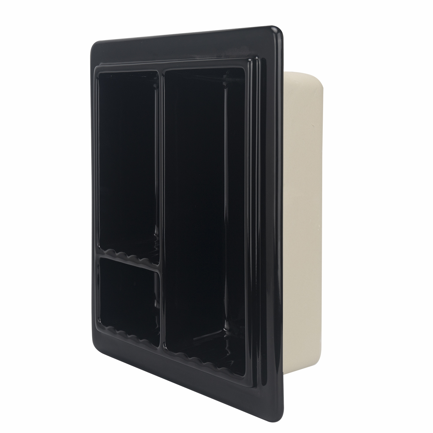 Black 14" x 14" Square Triple Recessed Ceramics Shower Niche