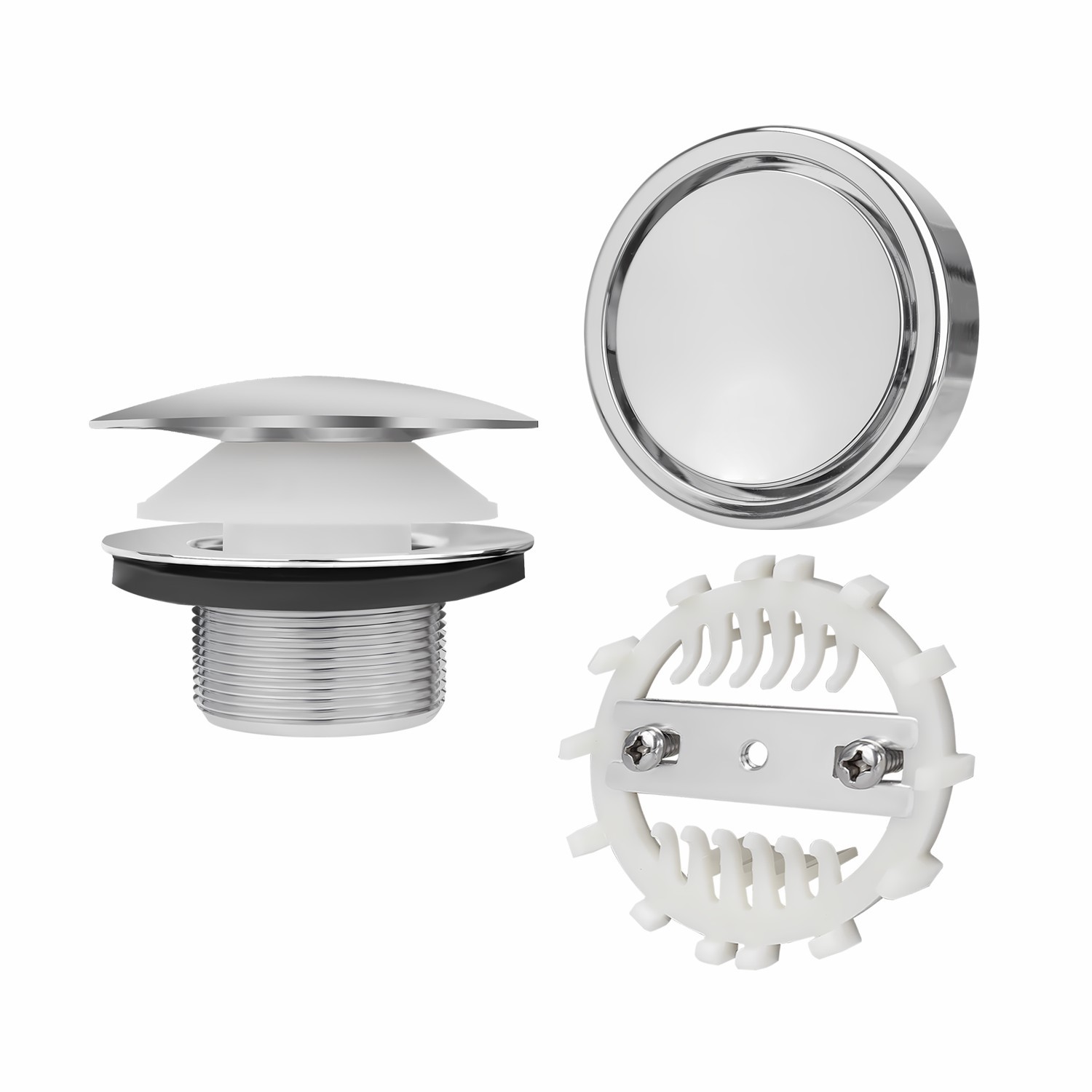 Bathtub Watse 1-3/8" Mushroom Tip Toe Annular Ring No Hole Overflow Faceplate Trim Set