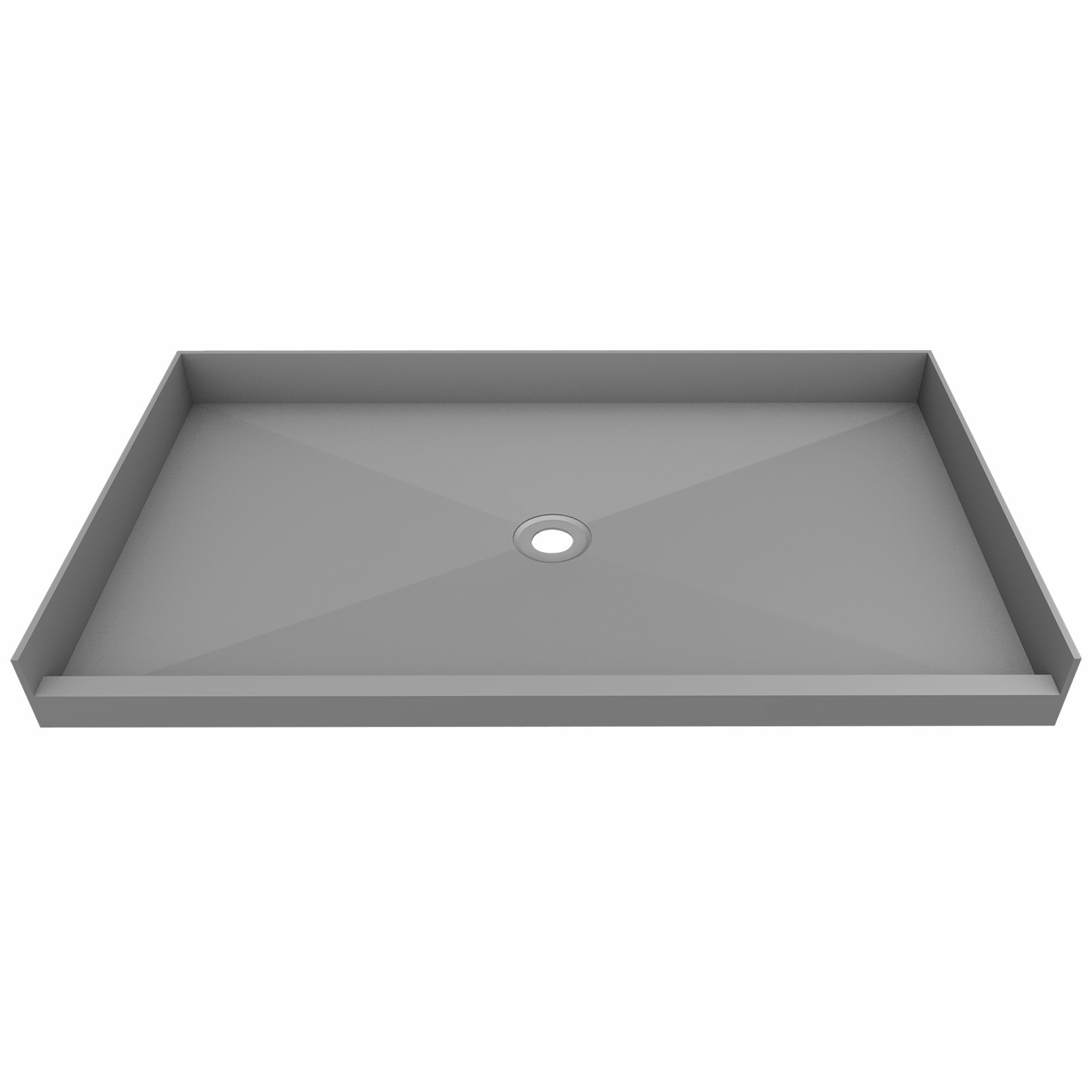 72 in X 42 in Single Curb Shower Pan with Center Drain