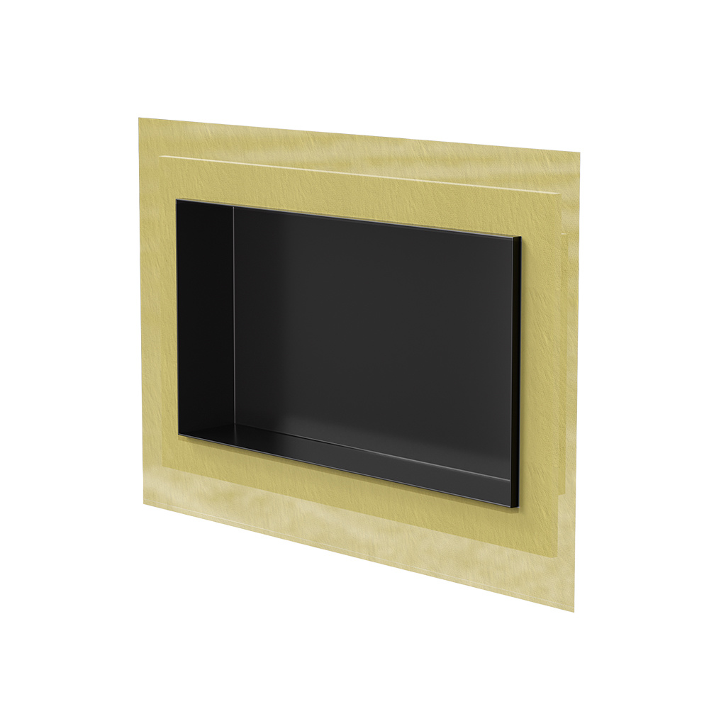 16" x 28" Matte Black Rectangular Stainless Steel Shower Niche No Tile Needed