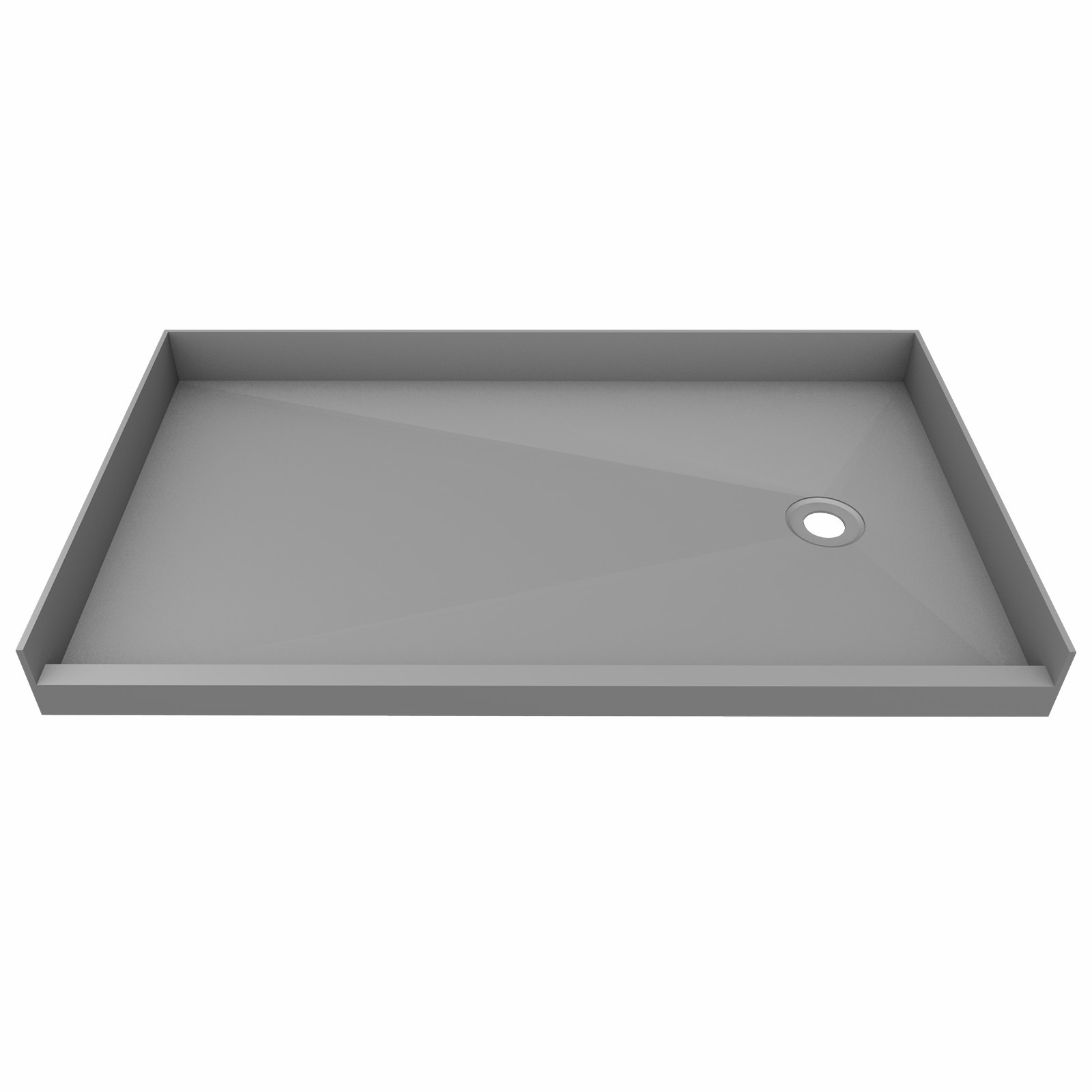 72 in X 42 in Single Curb Shower Pan with Right Drain