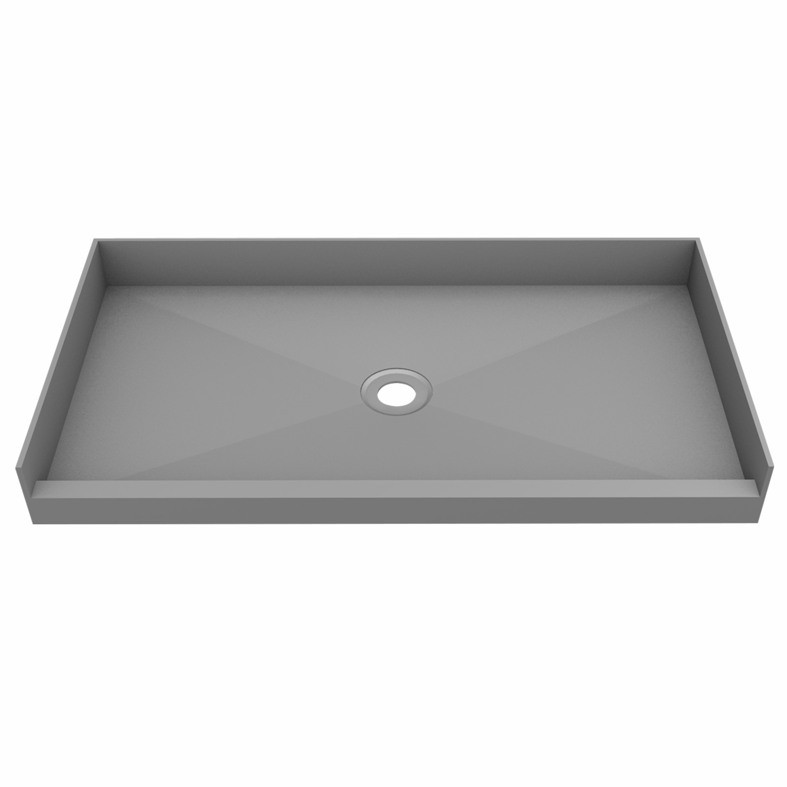 60 in X 32 in Single Curb Shower Pan with Center Drain