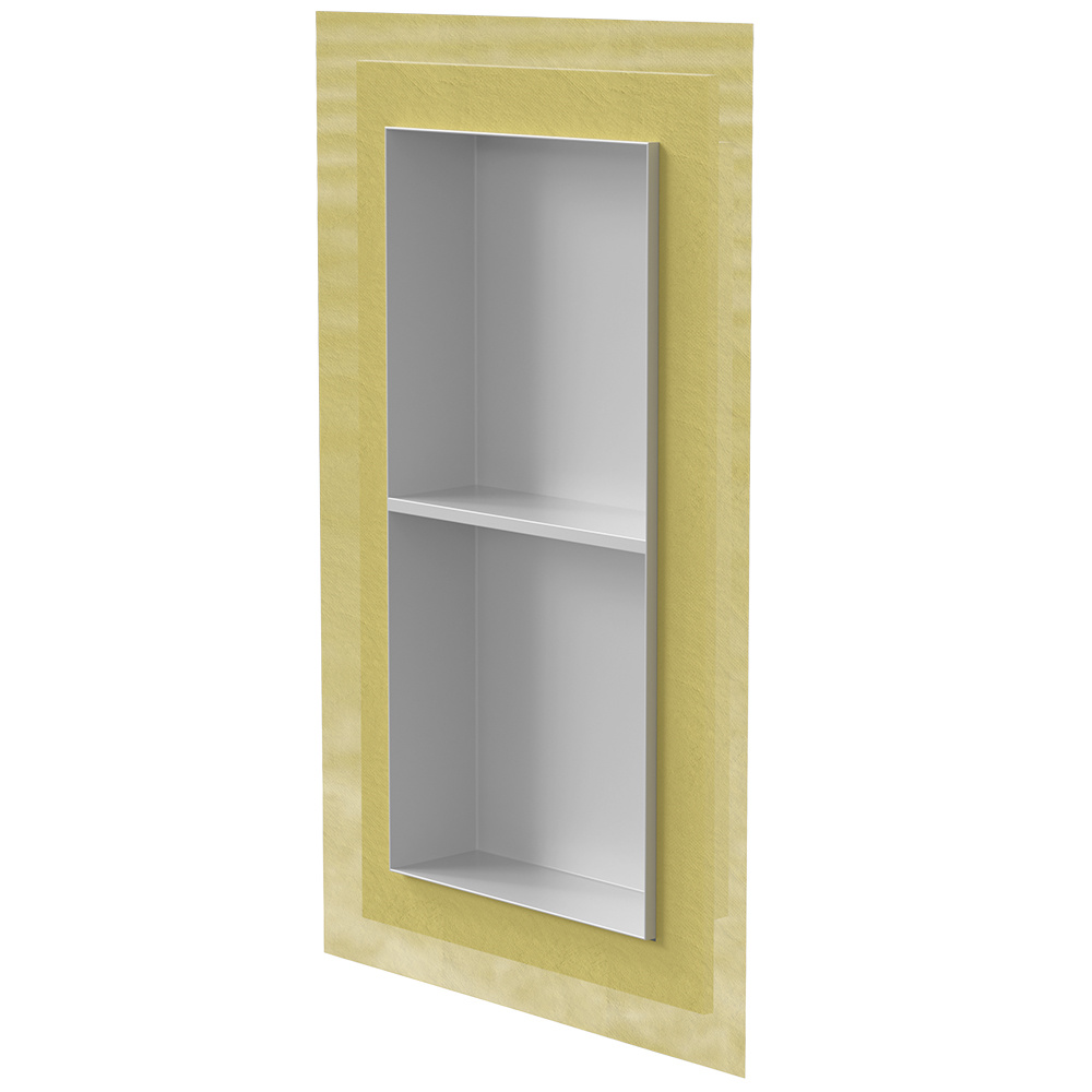 16" x 28"  White Rectangular Stainless Steel Shower Niche