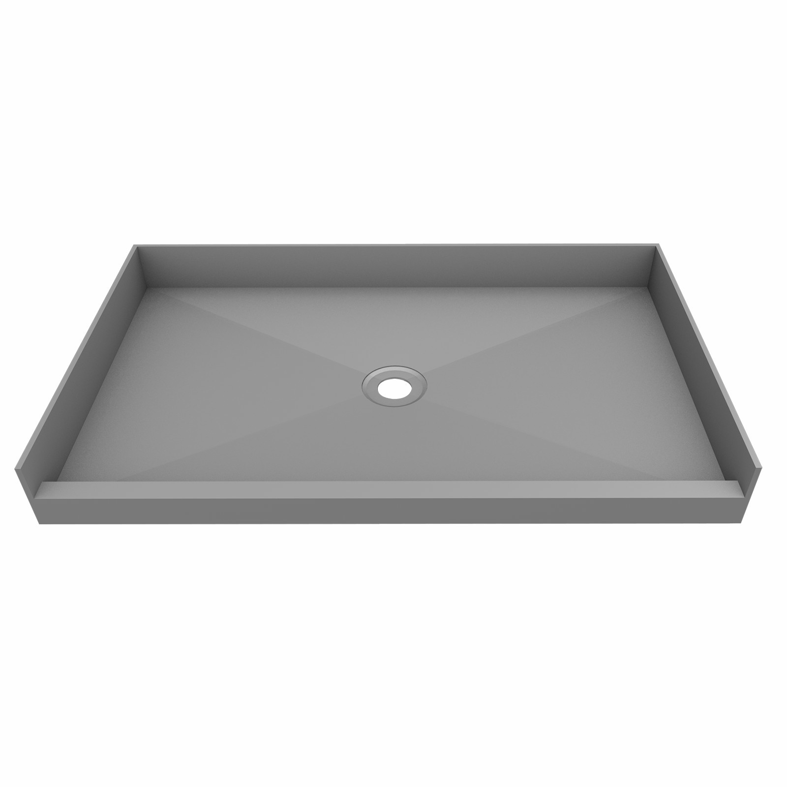 60 in X 36 in Single Curb Shower Pan with Center Drain