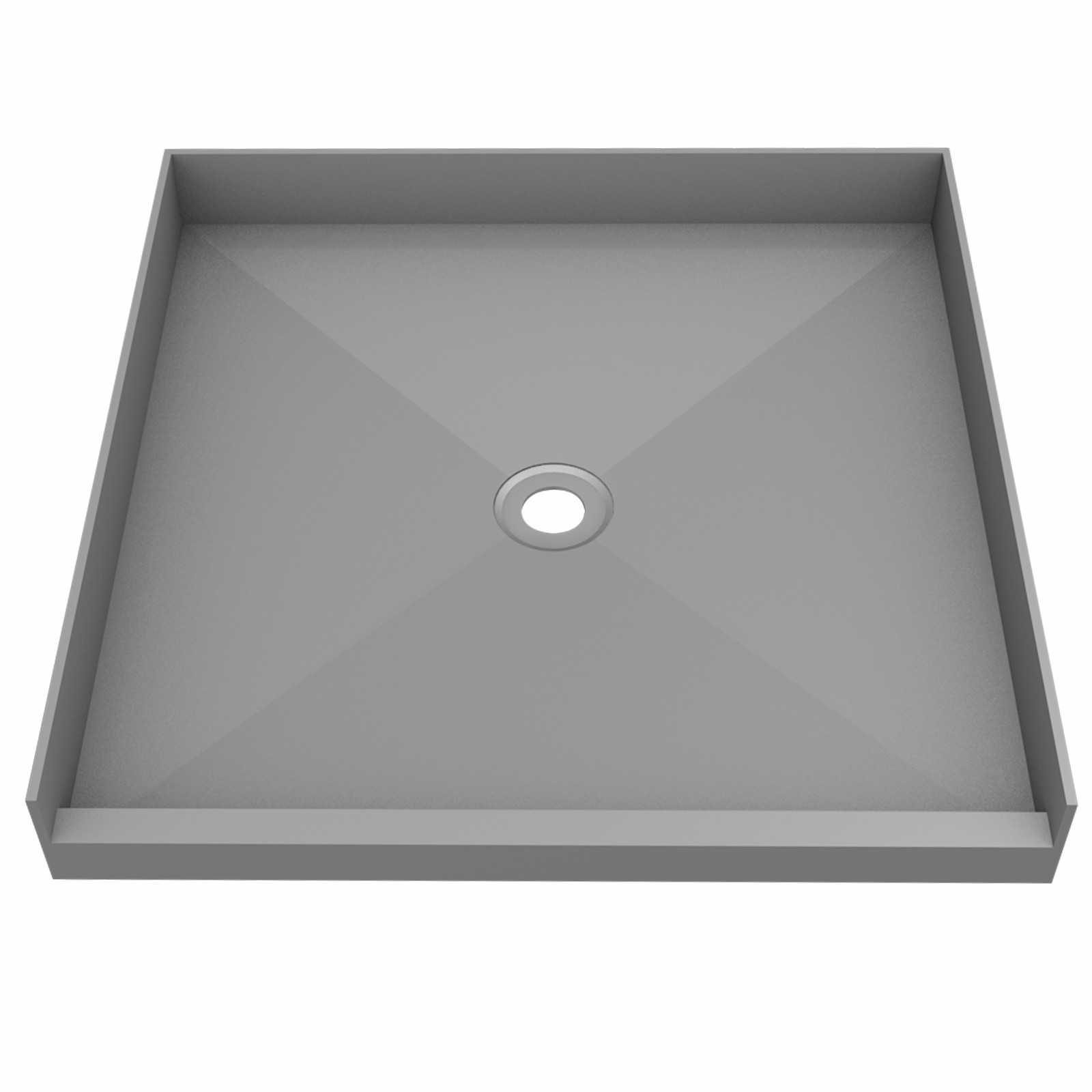 48 in X 48 in Single Curb Shower Pan with Center Drain