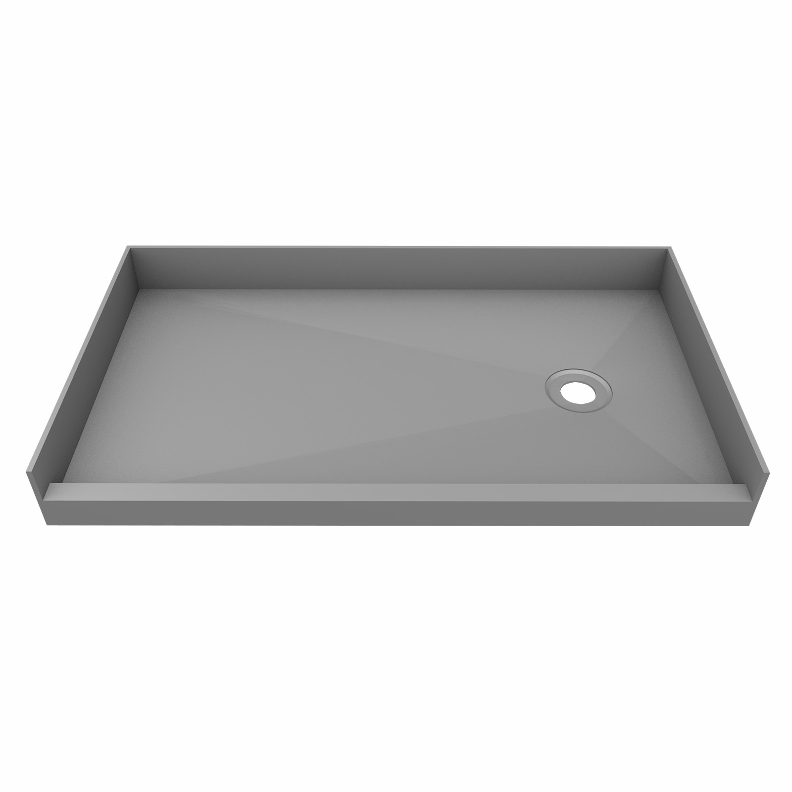 60 in X 34 in Single Curb Shower Pan with Right Drain