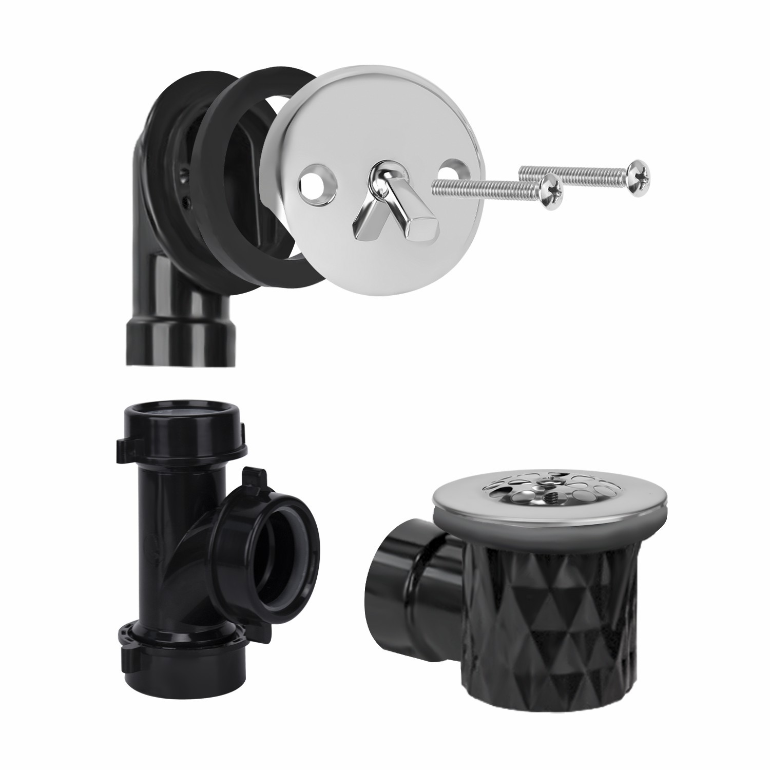 Trip Lever Bathtub Watse Trip Lever Faceplate Tee  1-1/4" Elbow Overflow Plumber's Pack