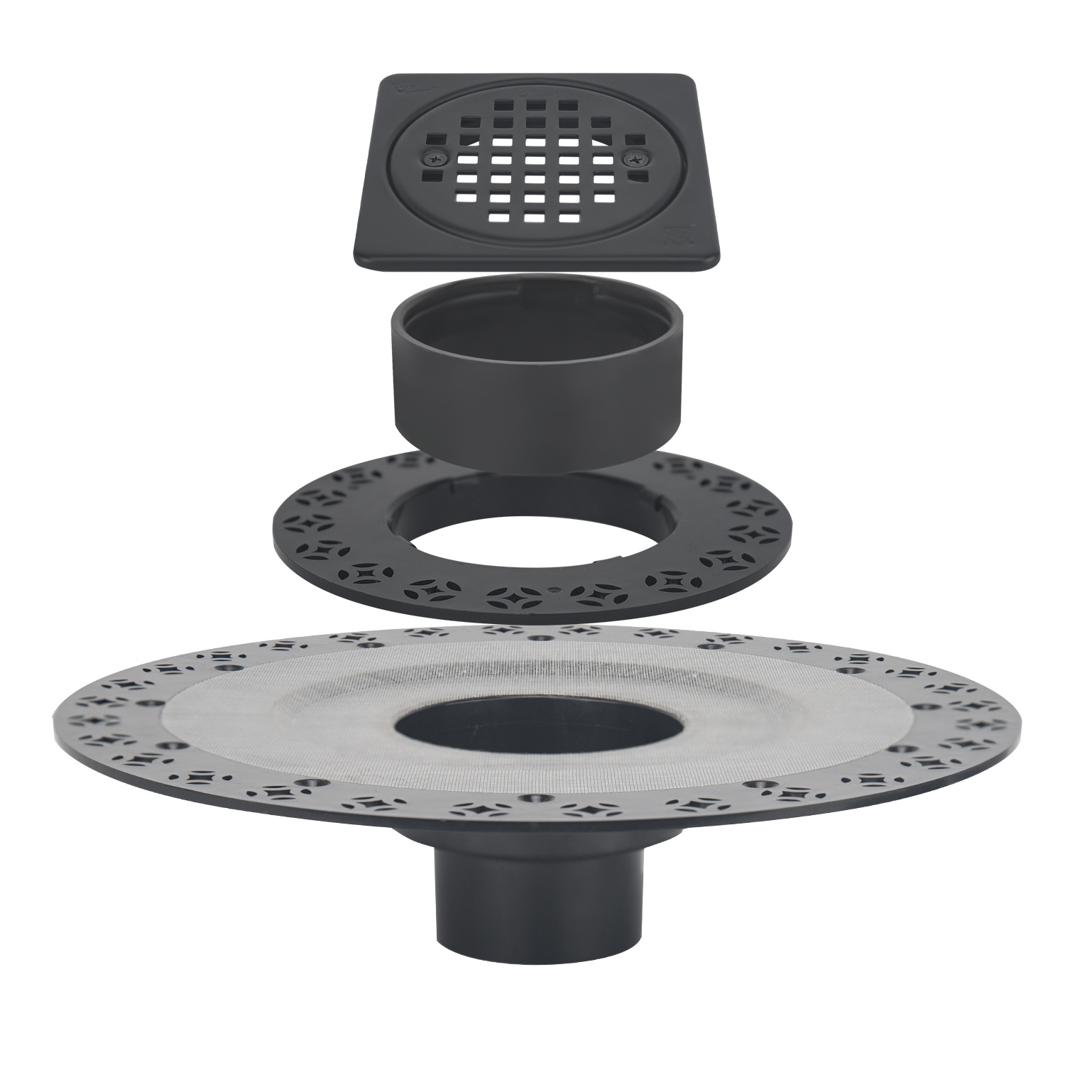 Bonding Flange Drain Kit With 4" drain Grate and 12" flange.