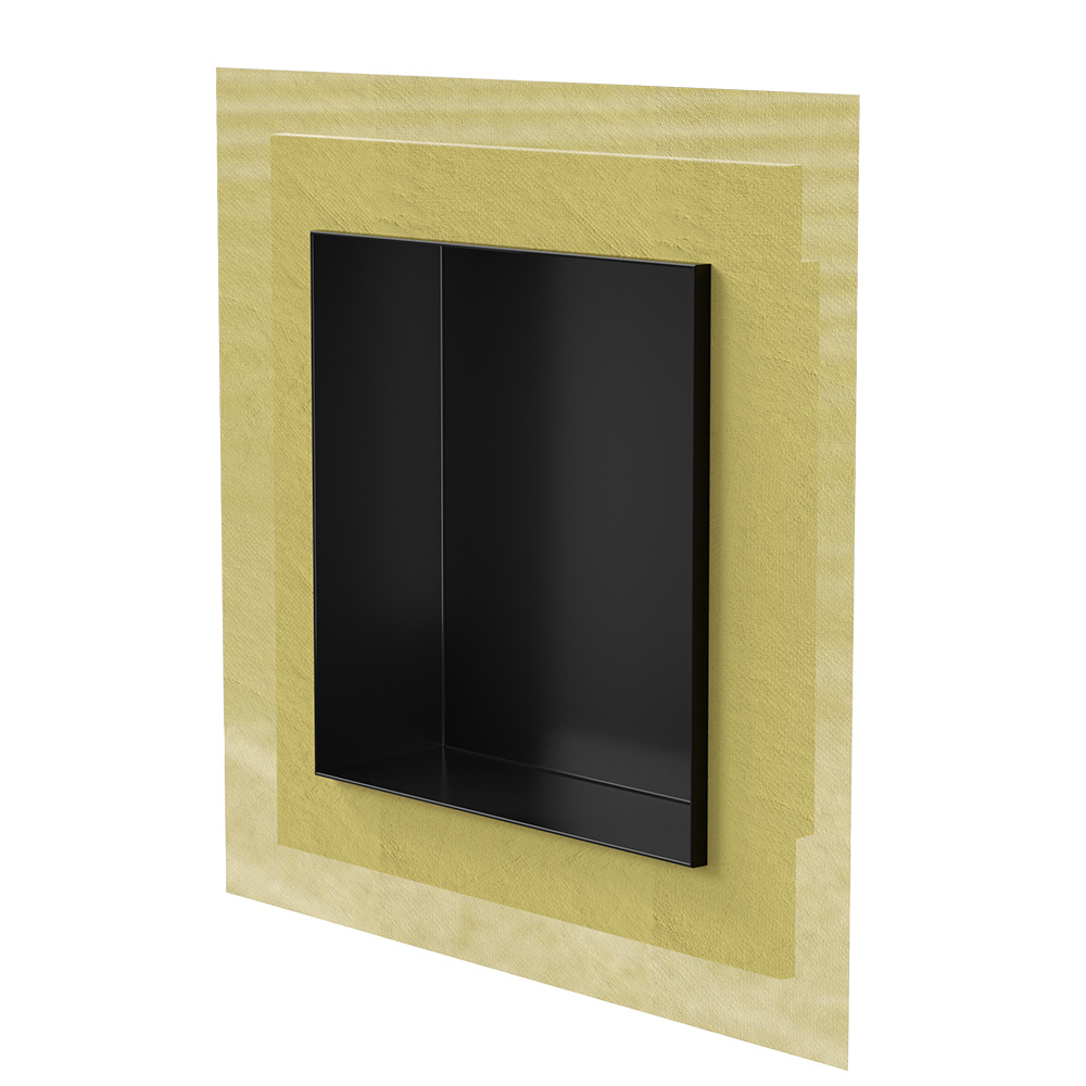 16" x 16"Matte Black Square Stainless Steel  Shower Niche