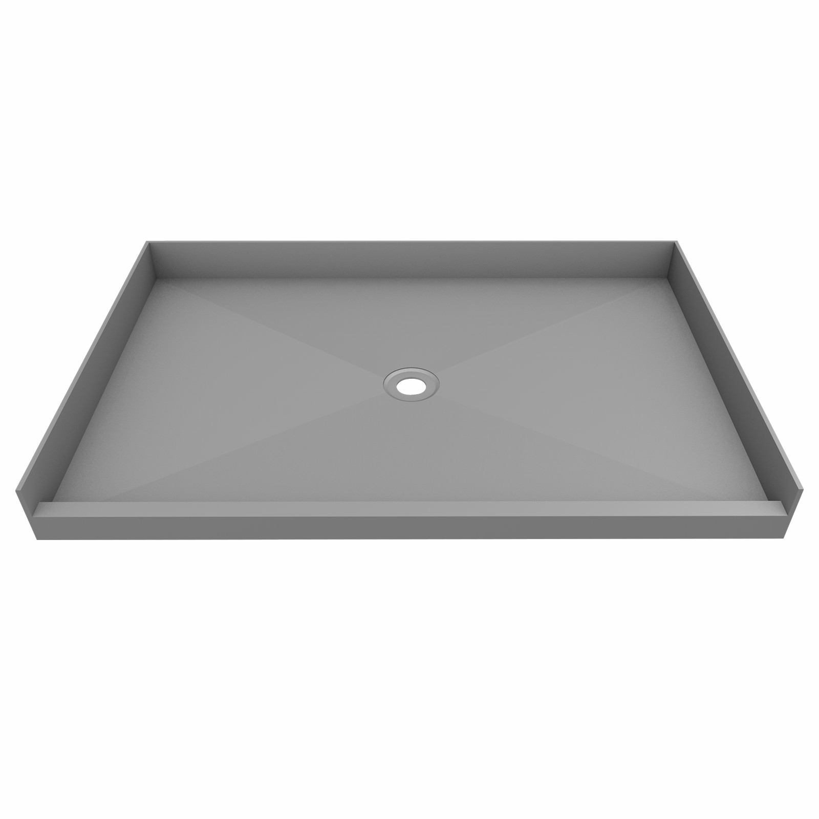 72 in X 48 in Single Curb Shower Pan with Center Drain