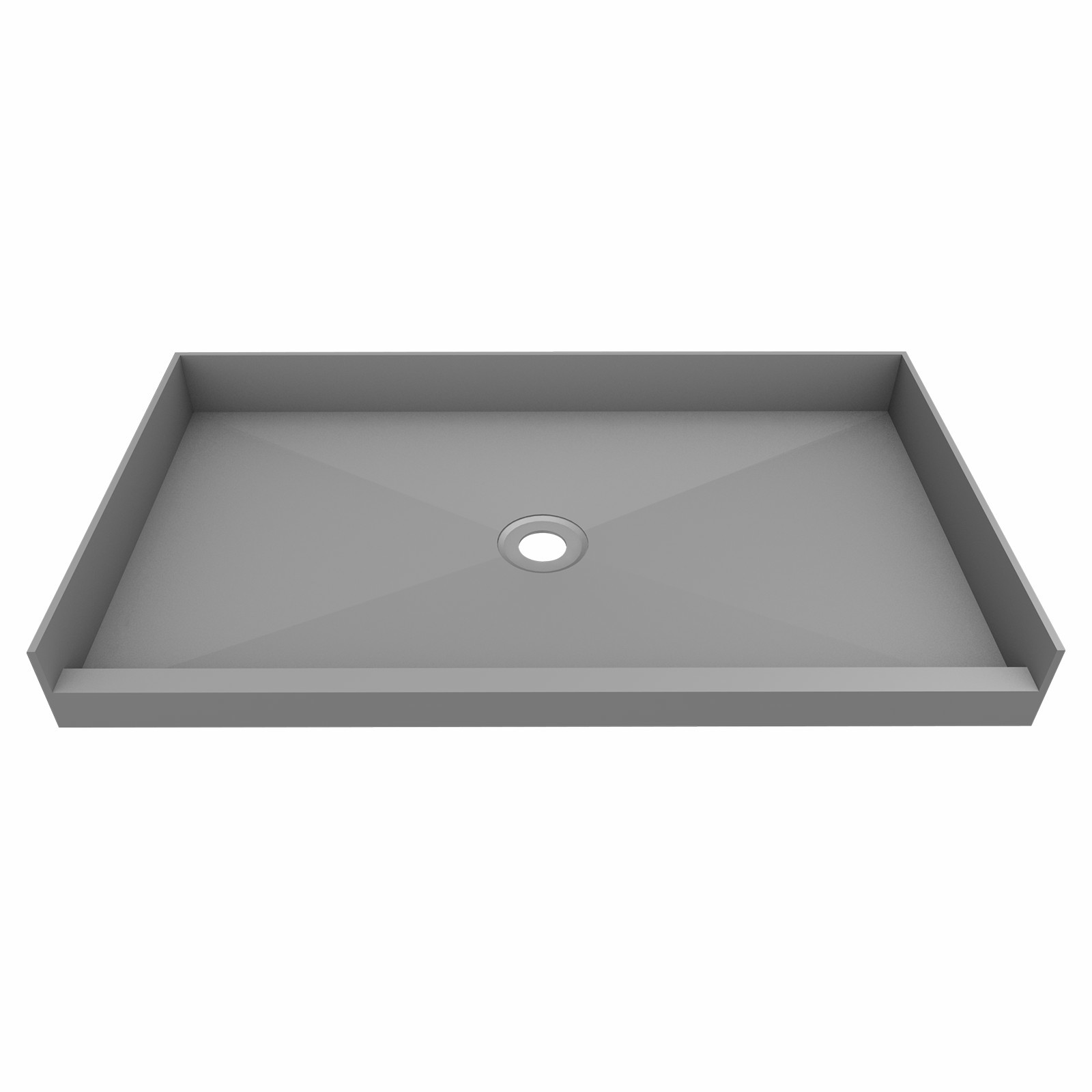 60 in X 34 in Single Curb Shower Pan with Center Drain