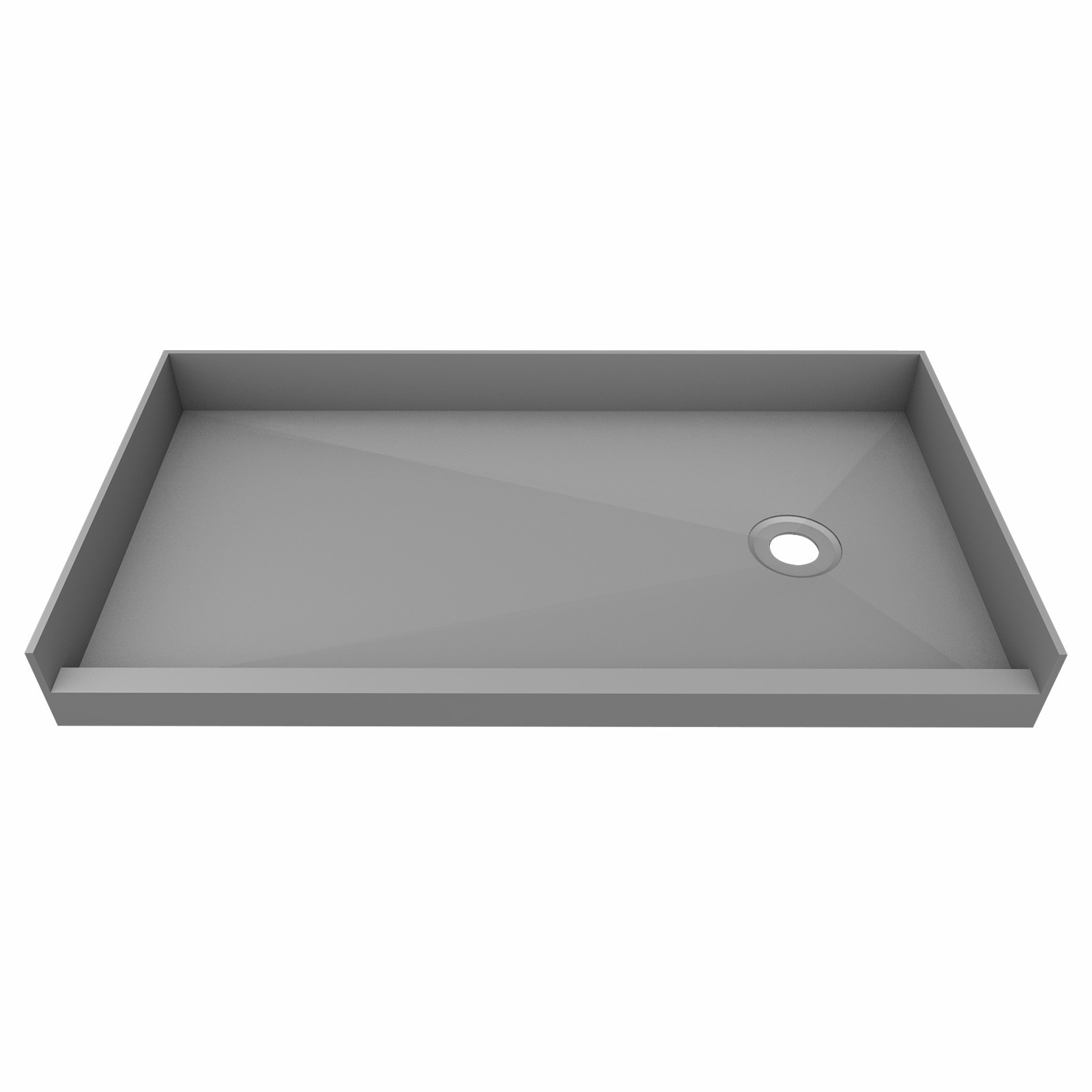 60 in X 32 in Single Curb Shower Pan with Right Drain