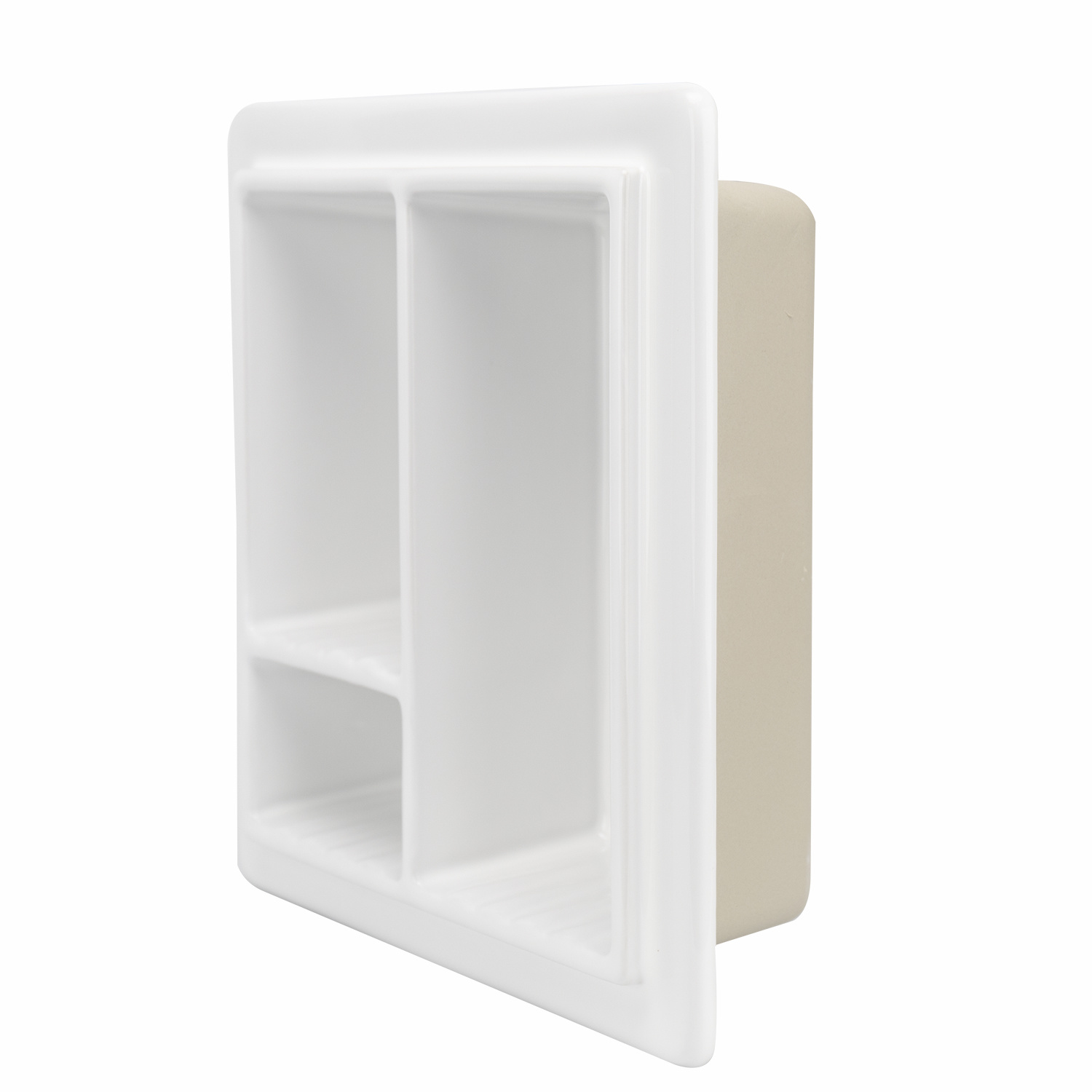 White 14" x 14" Square Triple Recessed Ceramics Shower Niche