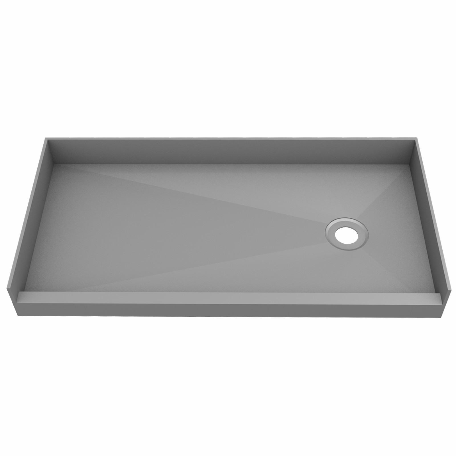 60 in X 30 in Single Curb Shower Pan with Right Drain
