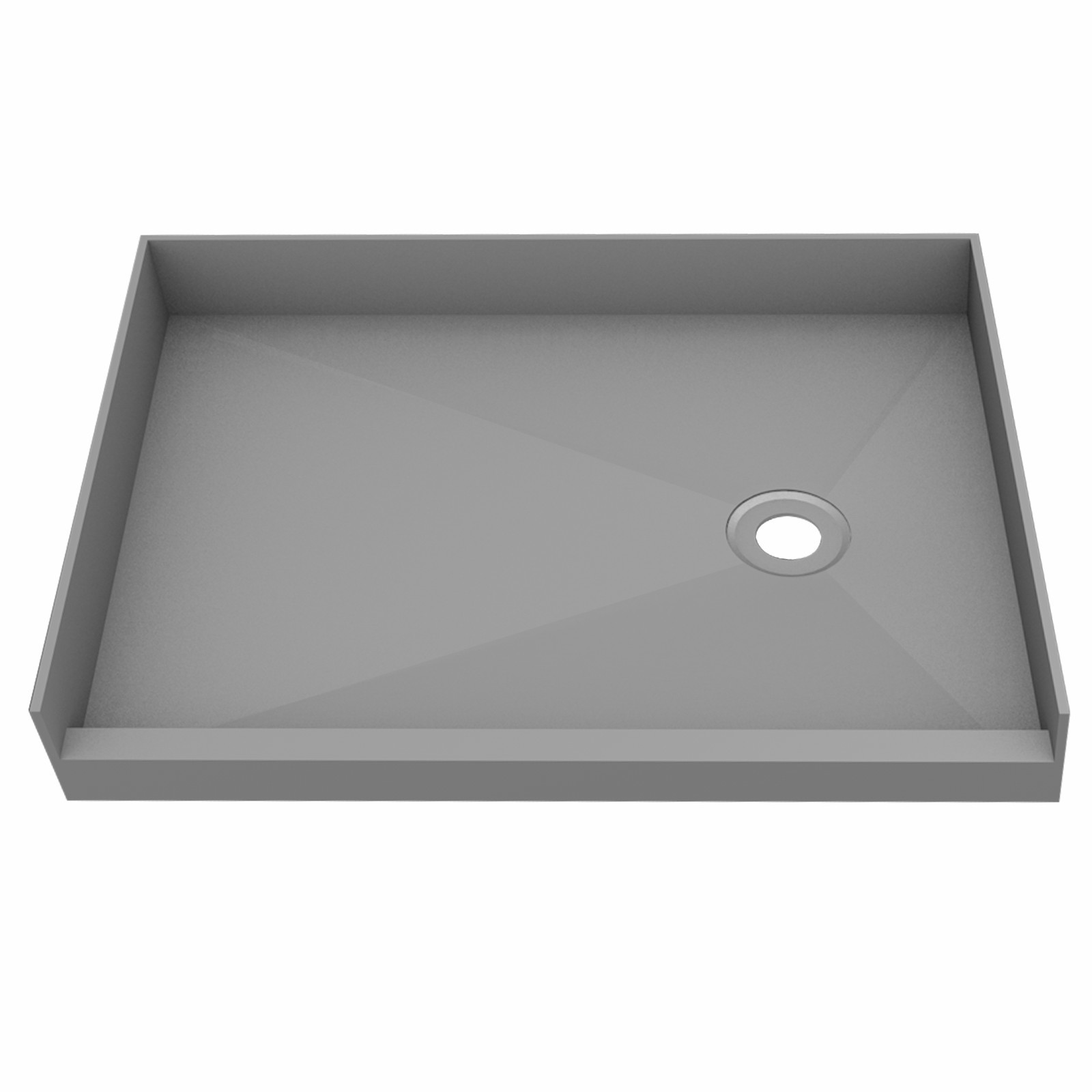 48 in X 36 in Single Curb Shower Pan with Right Drain