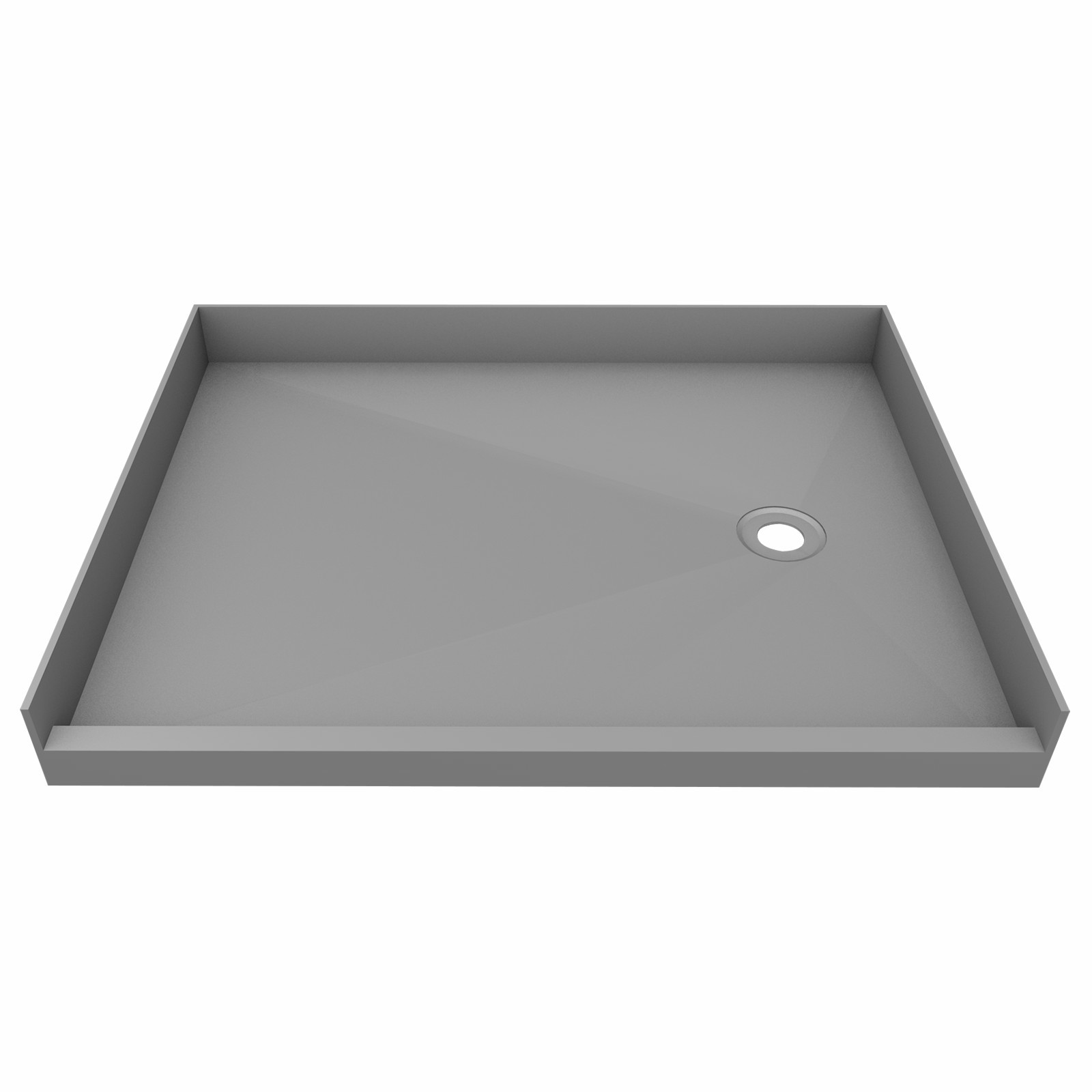 60 in X 48 in Single Curb Shower Pan with Right Drain