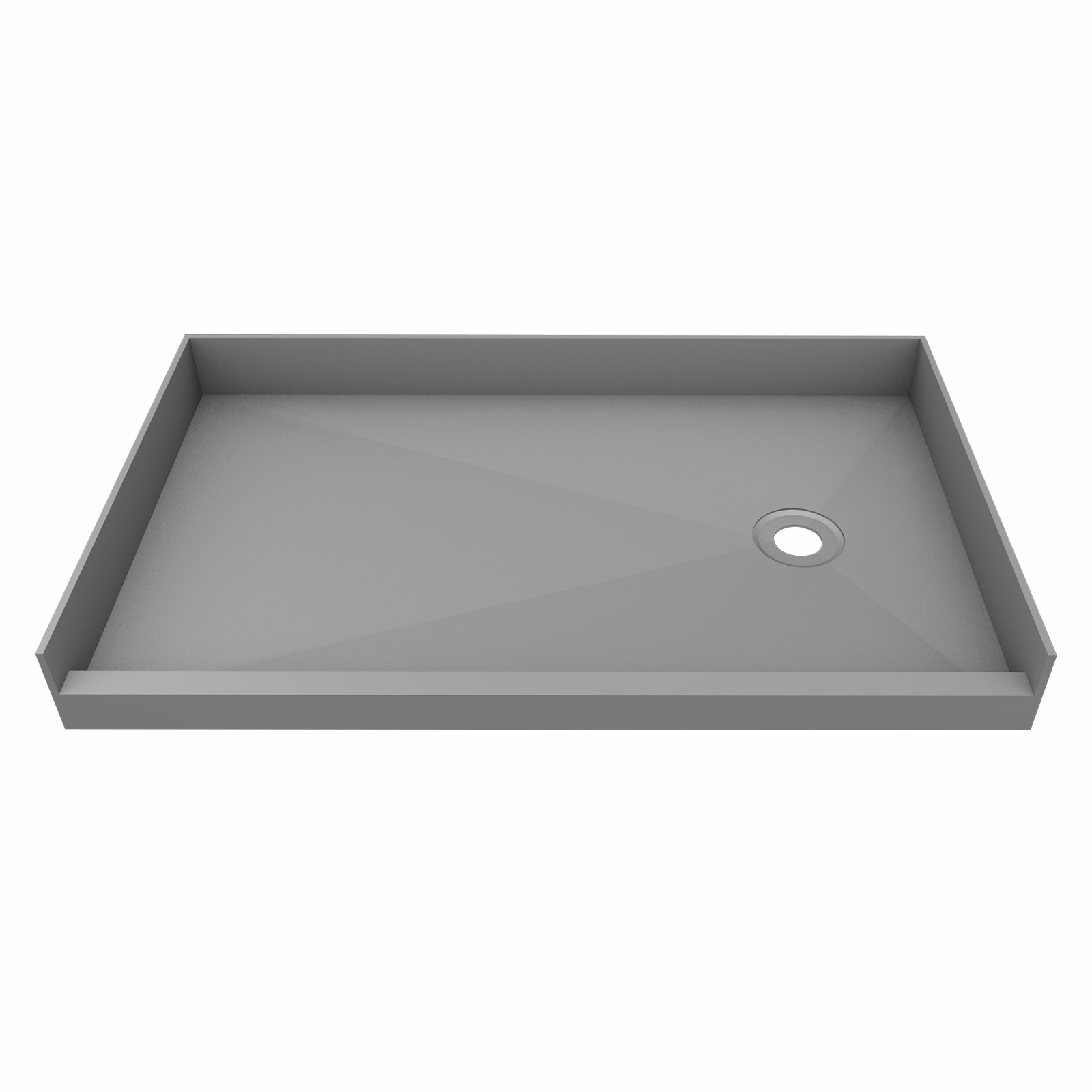 60 in X 36 in Single Curb Shower Pan with Right Drain