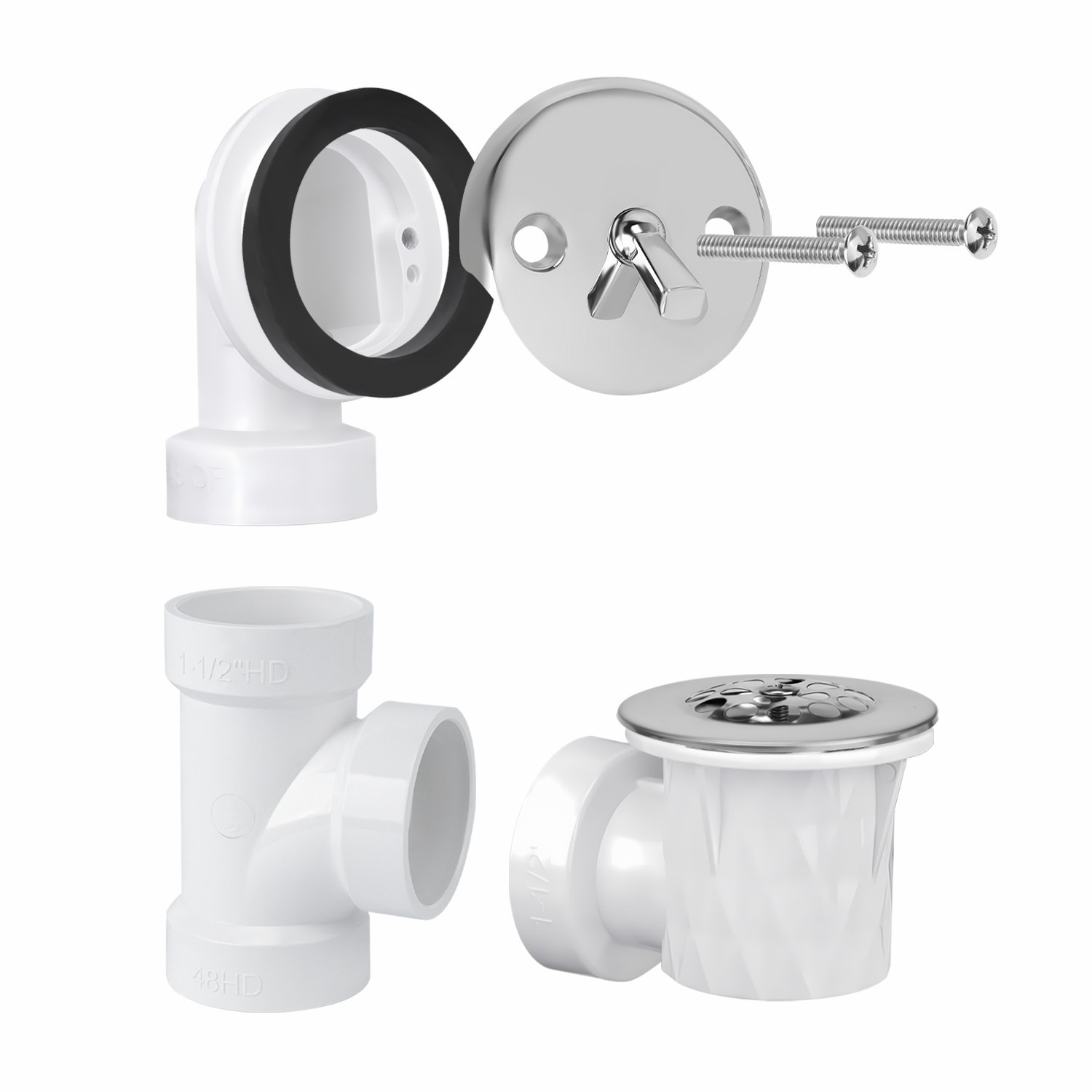 Trip Lever Bathtub Watse Trip Lever Faceplate Tee  1-1/2" Elbow Overflow Plumber's Pack