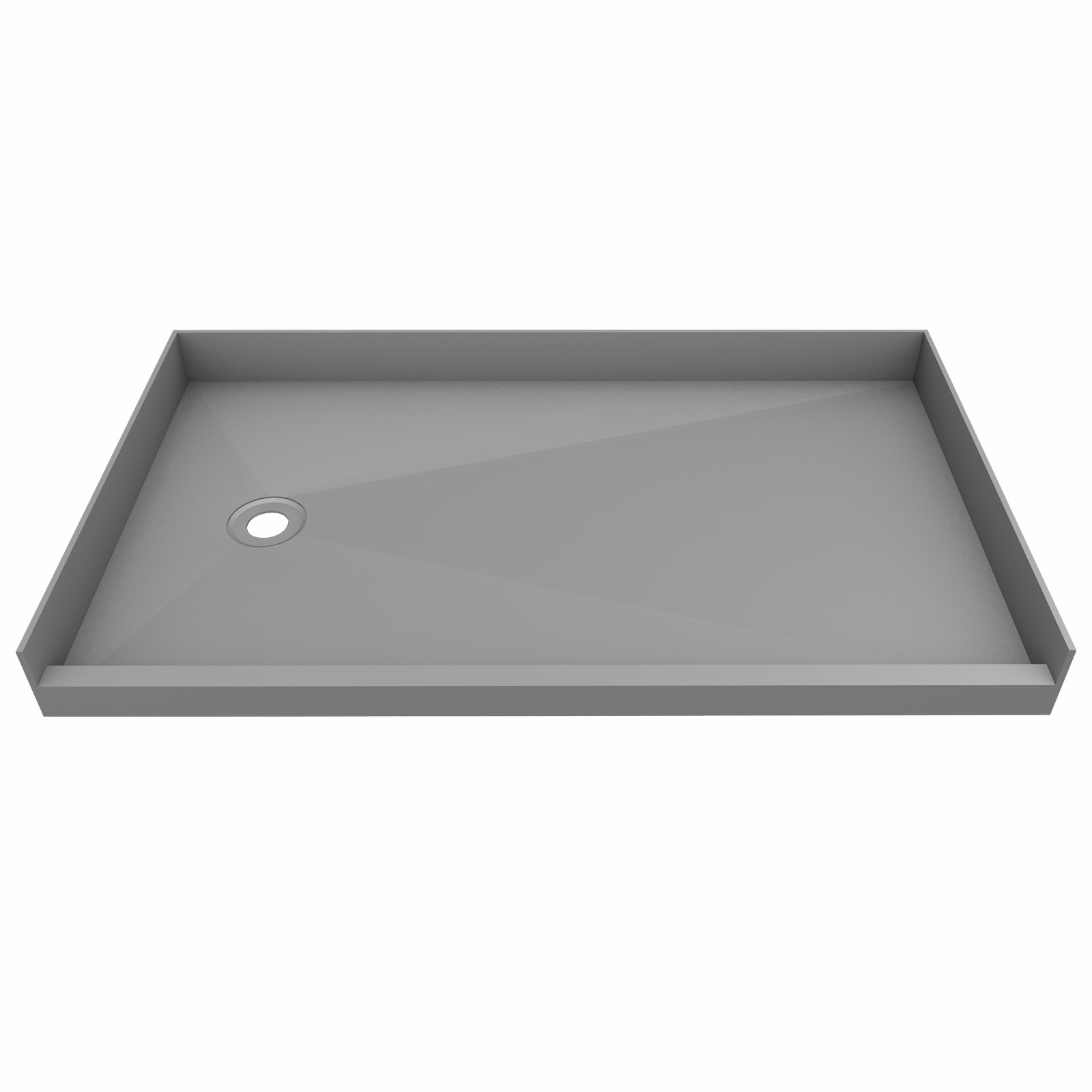72 in X 42 in Single Curb Shower Pan with Left Drain