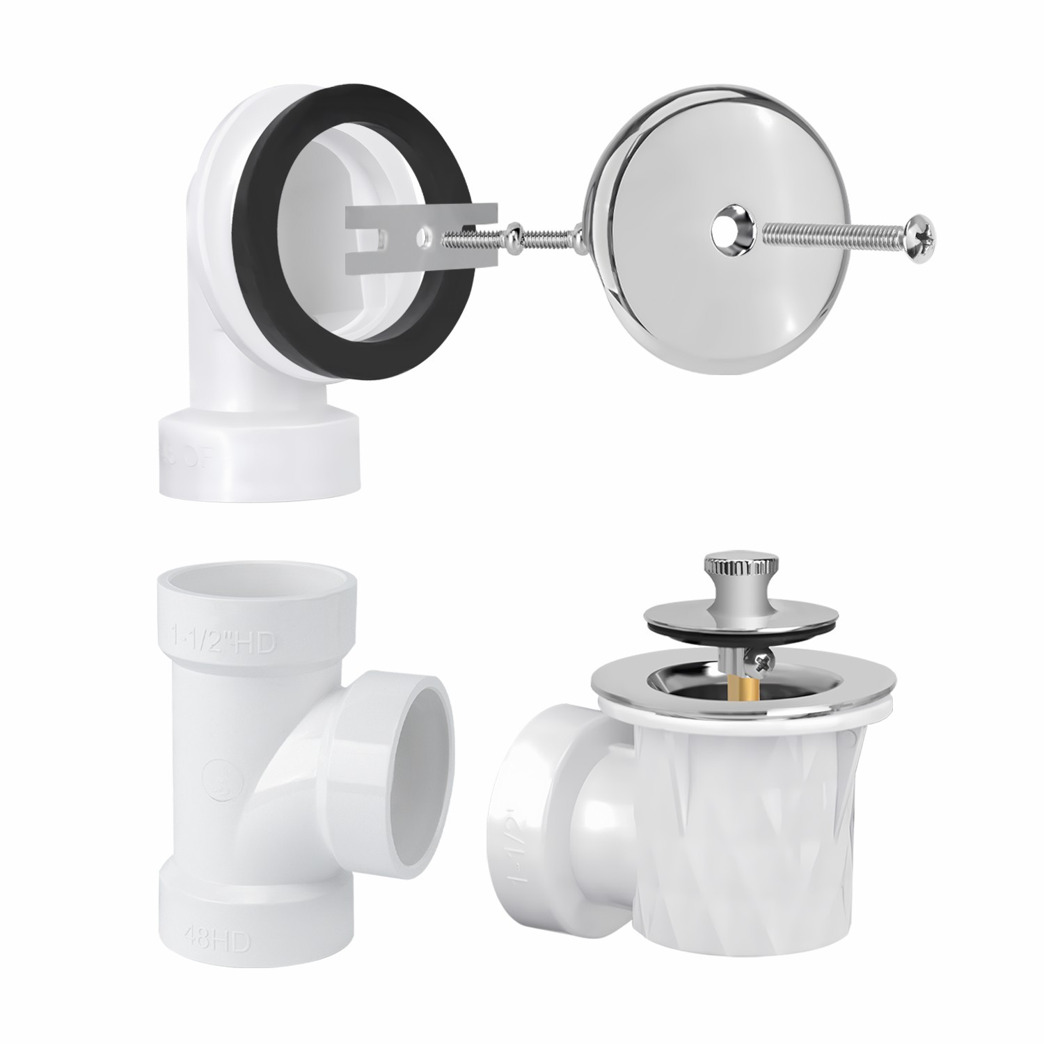 Lift&Turn 1 Hole Faceplate Tee  1-1/2" Elbow Overflow Plumber's Pack