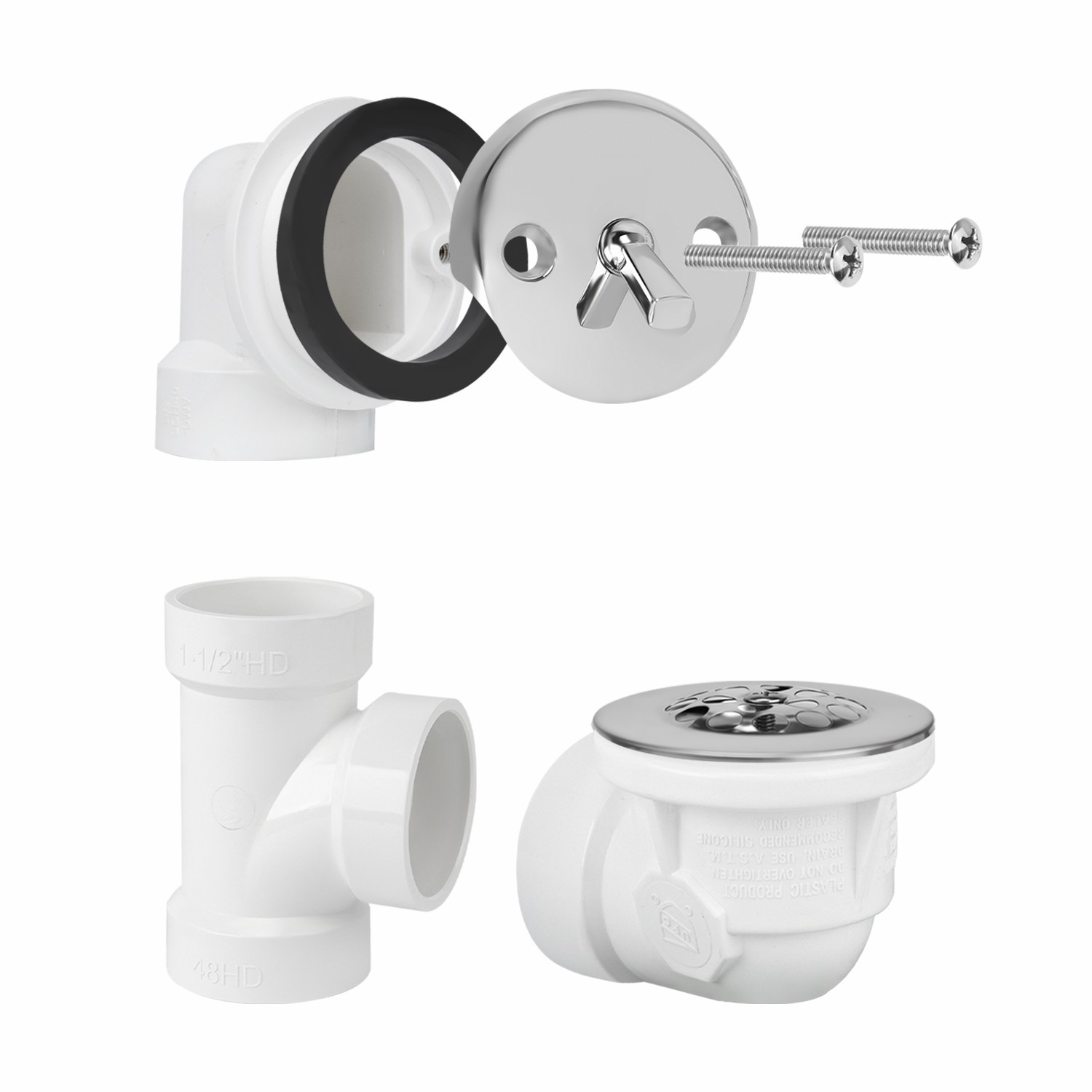 Trip Lever Bathtub Watse Trip Lever Faceplate Tee  1-1/2" Elbow Overflow Plumber's Pack