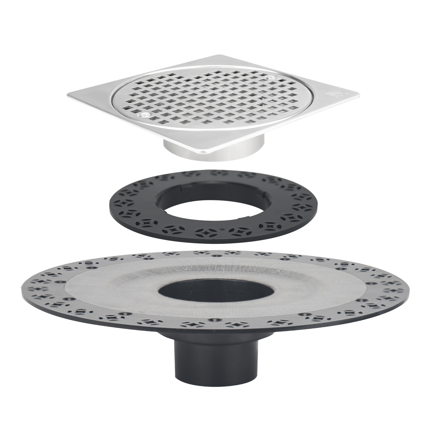 Bonding Flange Drain Kit With 6" drain Grate and 12" flange.