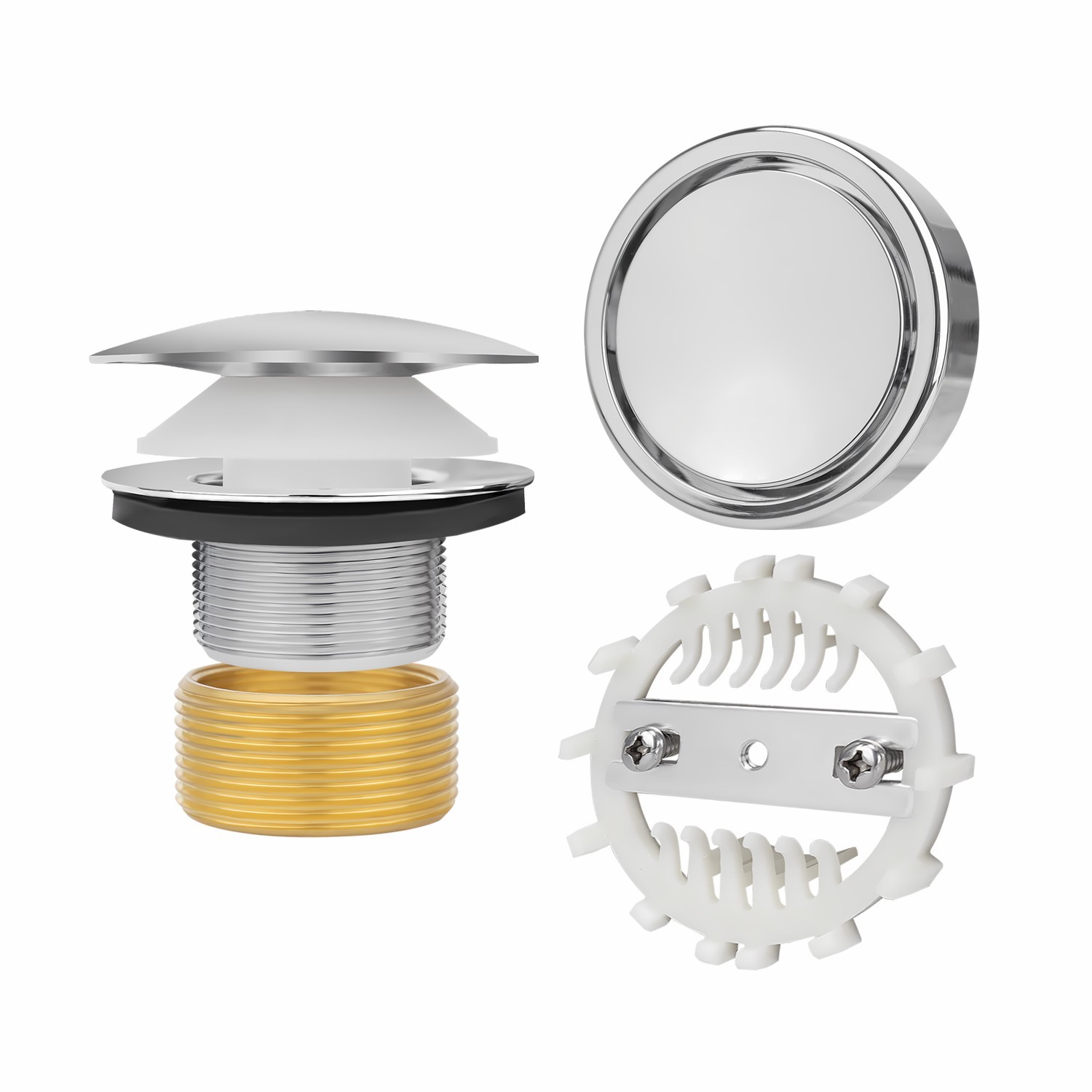Bathtub Watse 1-3/8"or 1-1/2" Mushroom Tip Toe Annular Ring No Hole Overflow Faceplate Trim Set