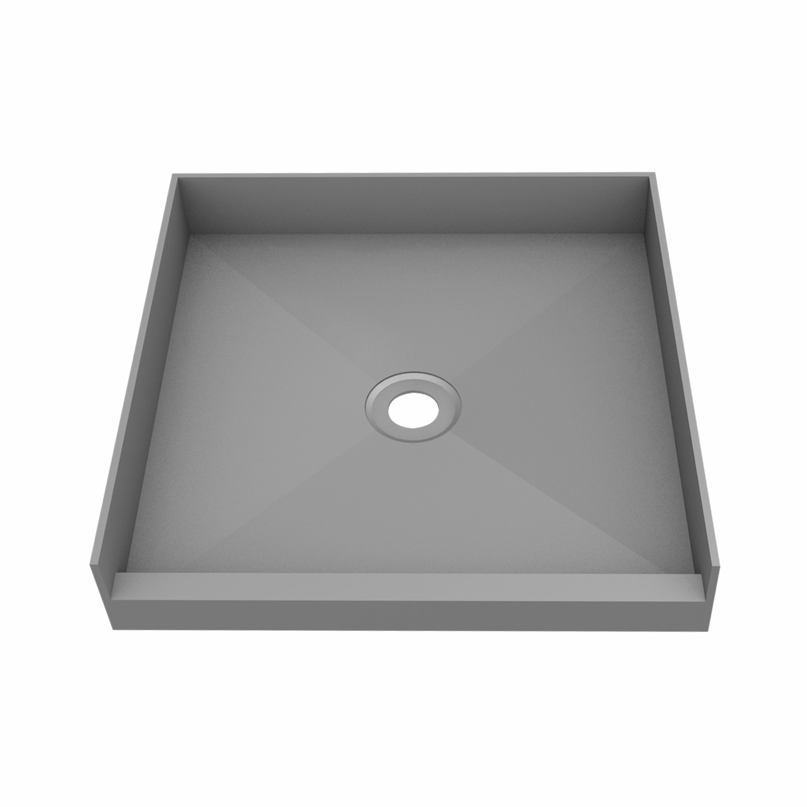 36 in X 36 in Single Curb Shower Pan with Center Drain