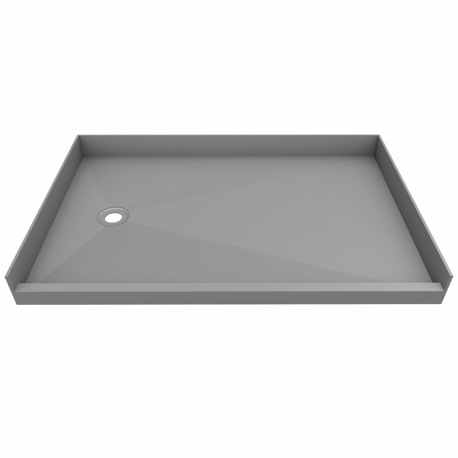 72 in X 48 in Single Curb Shower Pan with Left Drain