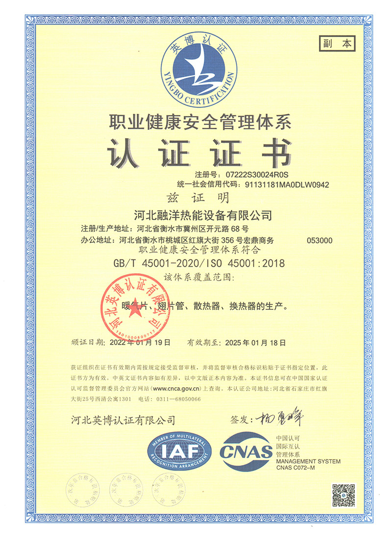 Occupational health and safety management system certification