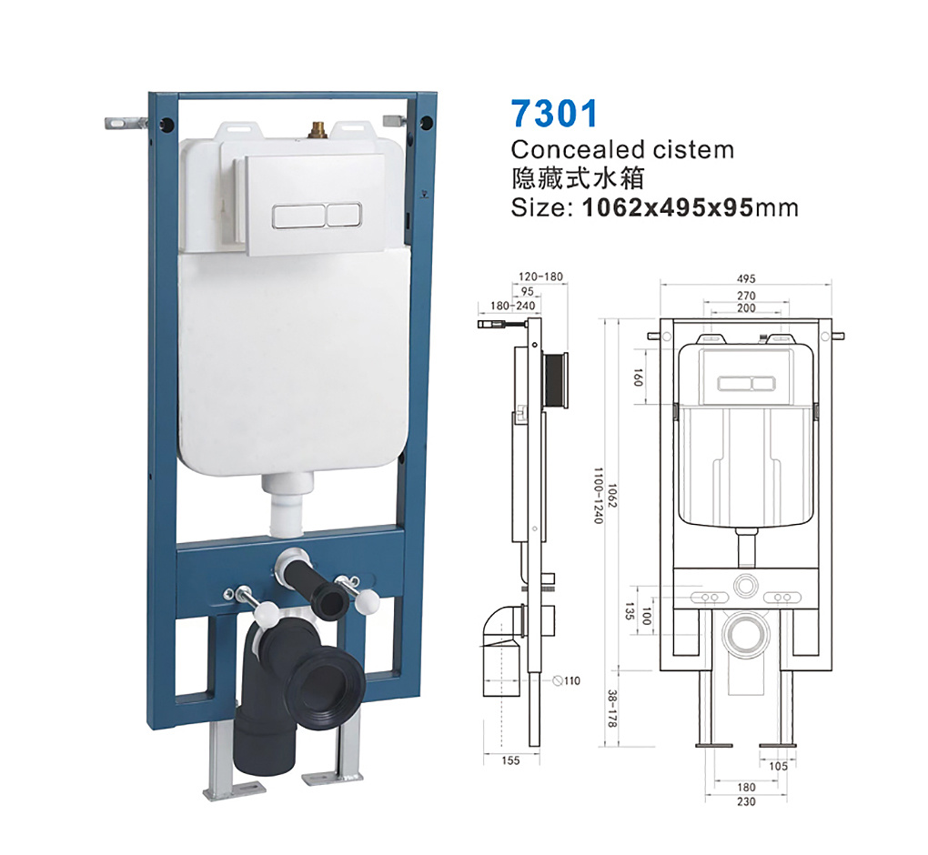 7301-wall hanging toilet tank price