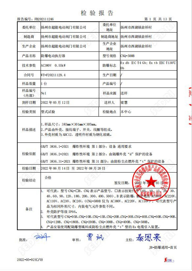 檢驗(yàn)報(bào)告