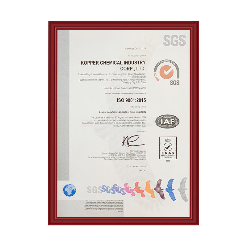 9001质量管理体系认证英文证书