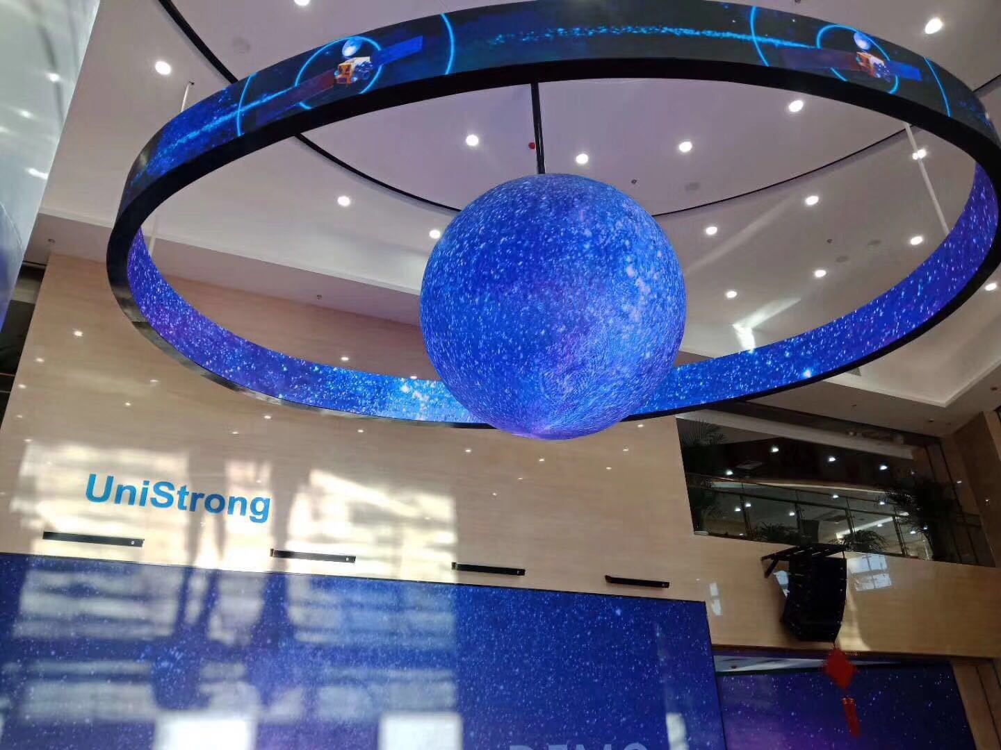 P3 indoor 2.5m diameter globe and circle display for Beijing Navigation research center