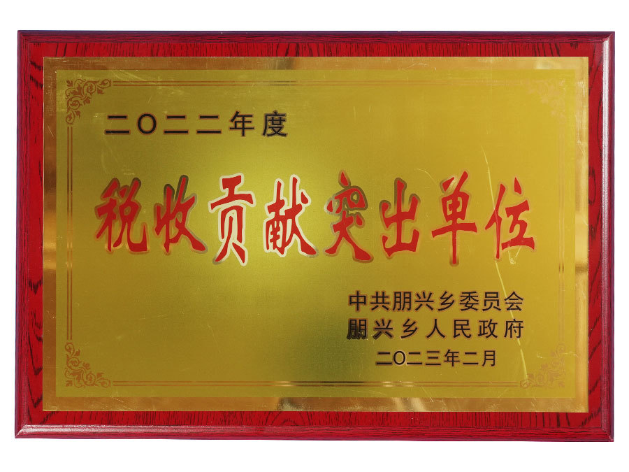 二0二二年度税收贡献突出单位