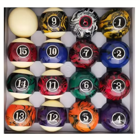Resin 2-1/4 \ "57.2mm American Billiards Pool Set Marble Appearance Boxed Sports Equipment