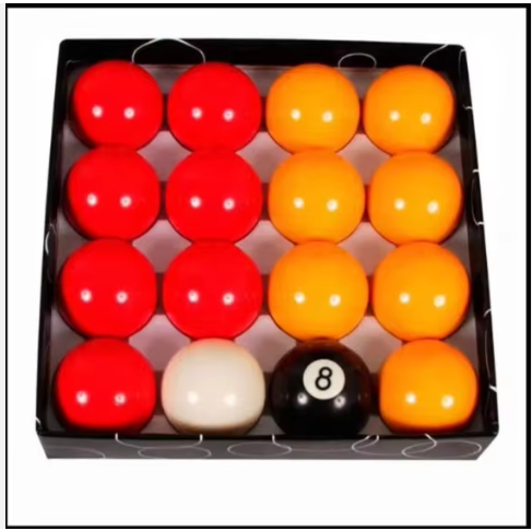 High quality red and yellow resin billiards set 57.2mm popular sports use packaged in one box