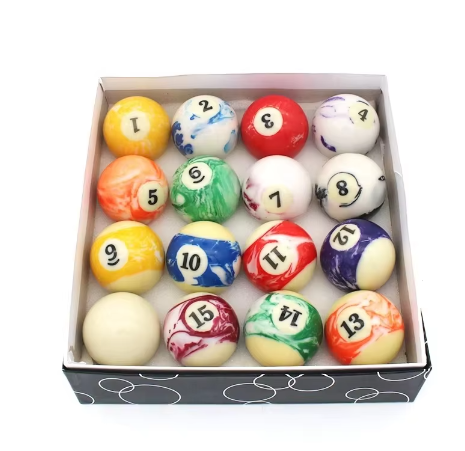 High quality 2-1/4 "marble snooker set with 16PCS resin main ball box at a discounted price!