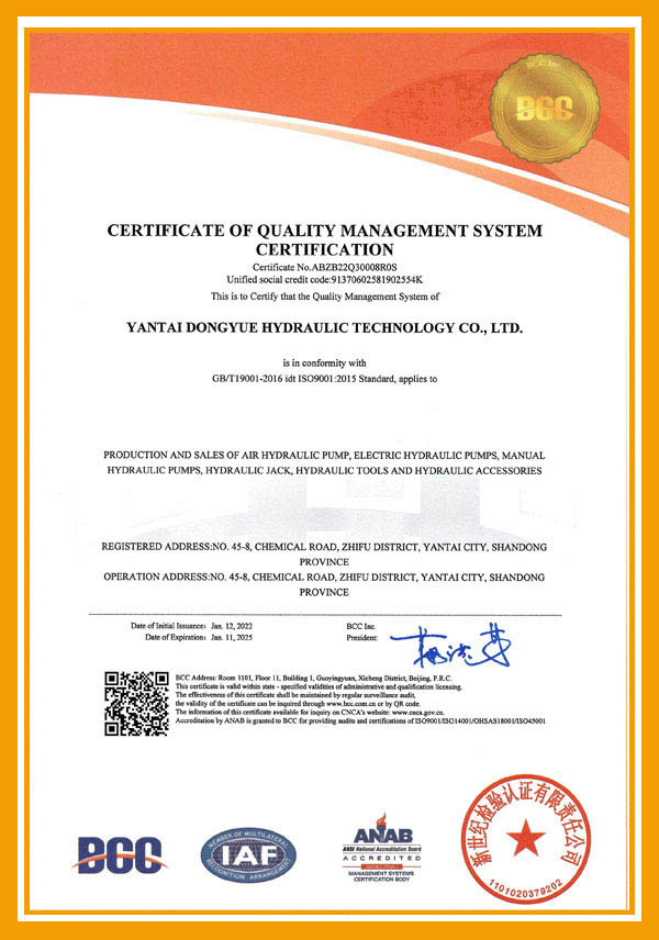 ISO 9001 Quality System Cert (En)