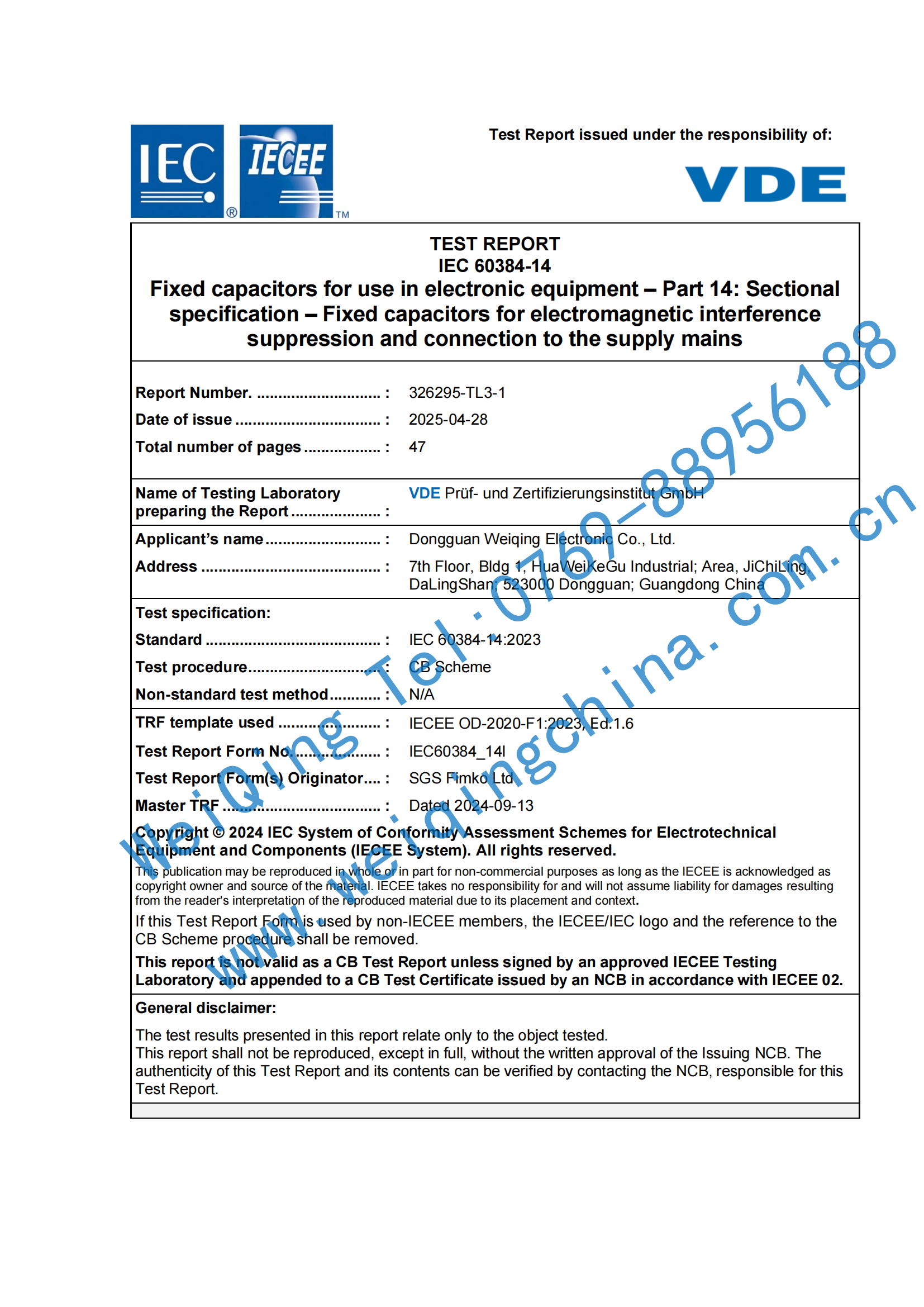 WQC-X2 safety capacitor CQC certificate-10