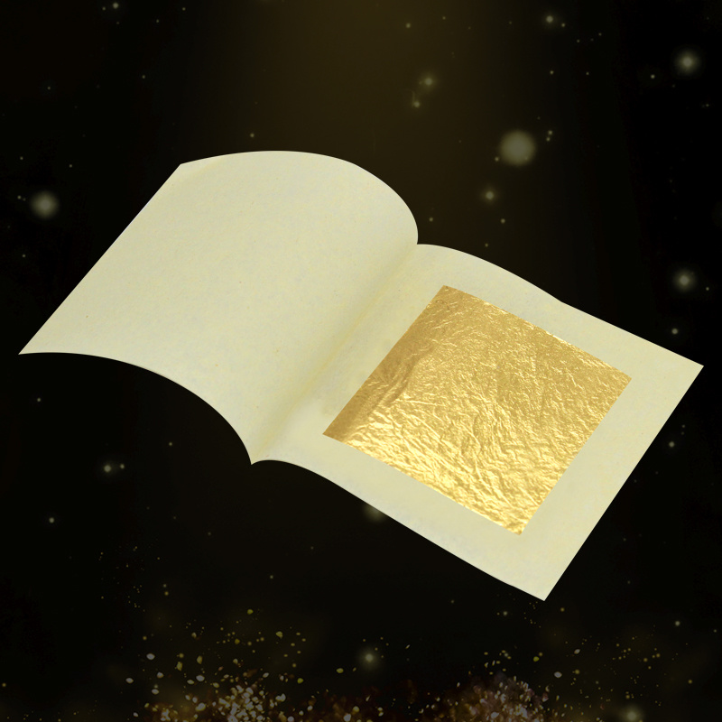 4.33*4.33 cm 24K Chinese Genuine Gold Leaf Sheet for Cosmetics Makeup Food Cake Decoration Real Gold Foil Paper