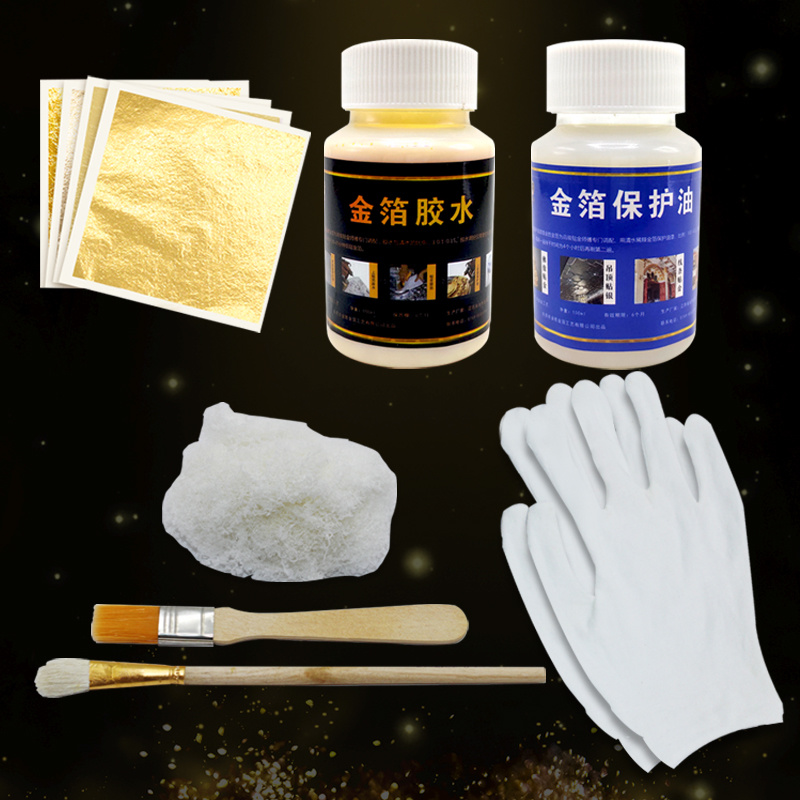 Jinsheng gilding set stater gilding kits with adhesive coat gold leaf
