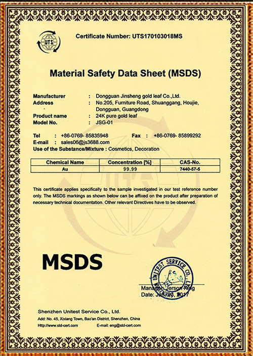 Pure Gold MSDS Report Pure Gold MSDS Report