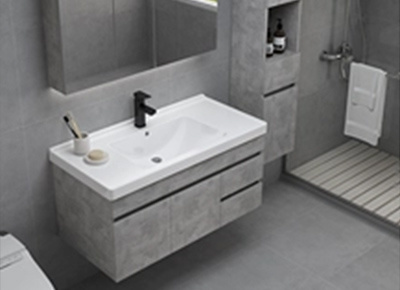 Integral bathroom cabinet