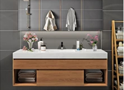 Integral bathroom cabinet