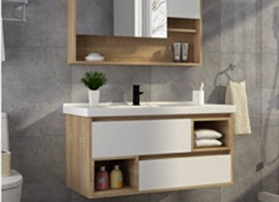 Integral bathroom cabinet