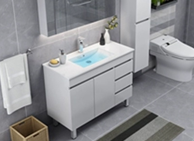 Integral bathroom cabinet