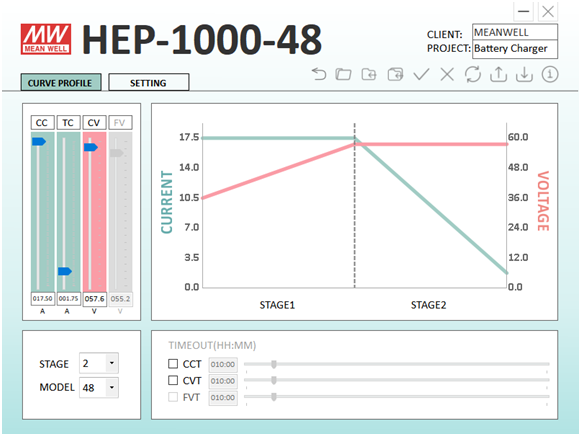 明纬电源HEP-1000-48 二段式充电软件接口