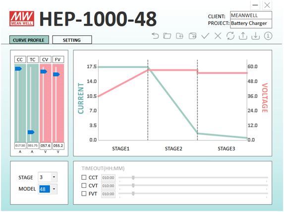 明纬电源HEP-1000-48 三段式充电软件接口
